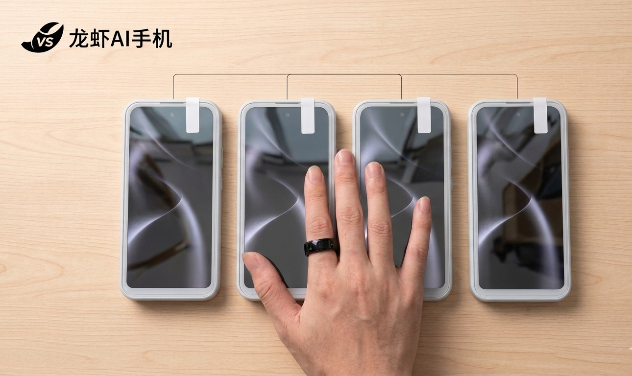 龙虾AI手机多台设备同框实拍